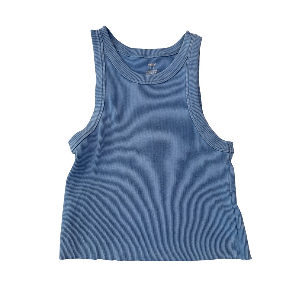 Aerie Womens Small Blue Ribbed Tank Top